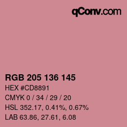 Color code: RGB 205 136 145 | qconv.com