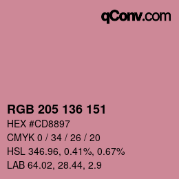 Color code: RGB 205 136 151 | qconv.com