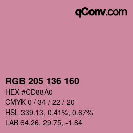 Color code: RGB 205 136 160 | qconv.com
