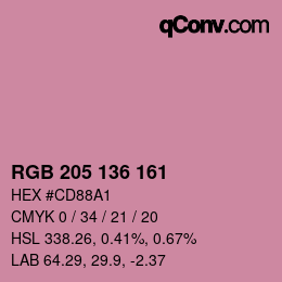 Color code: RGB 205 136 161 | qconv.com