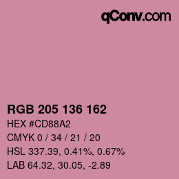 Color code: RGB 205 136 162 | qconv.com