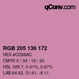 Color code: RGB 205 136 172 | qconv.com
