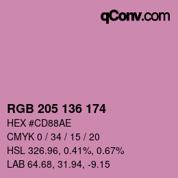 Color code: RGB 205 136 174 | qconv.com