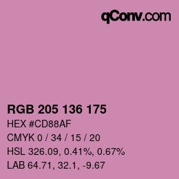 Color code: RGB 205 136 175 | qconv.com