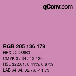 Color code: RGB 205 136 179 | qconv.com