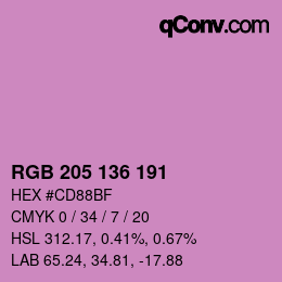 Color code: RGB 205 136 191 | qconv.com