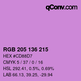 Color code: RGB 205 136 215 | qconv.com