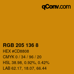 Farbcode: RGB 205 136 8 | qconv.com