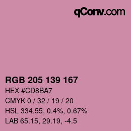 颜色代码: RGB 205 139 167 | qconv.com