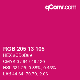 Color code: RGB 205 13 105 | qconv.com