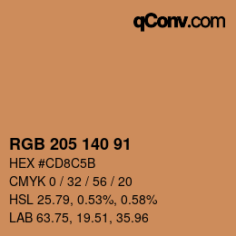 Farbcode: RGB 205 140 91 | qconv.com