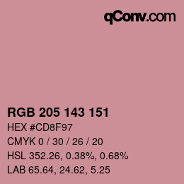 颜色代码: RGB 205 143 151 | qconv.com