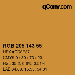 Color code: RGB 205 143 55 | qconv.com