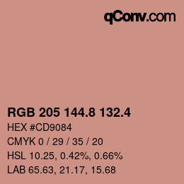 カラーコード: RGB 205 144.8 132.4 | qconv.com