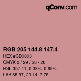 カラーコード: RGB 205 144.8 147.4 | qconv.com
