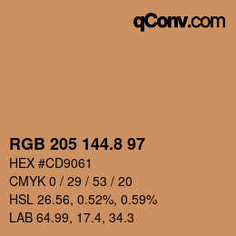 カラーコード: RGB 205 144.8 97 | qconv.com
