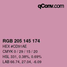 Color code: RGB 205 145 174 | qconv.com