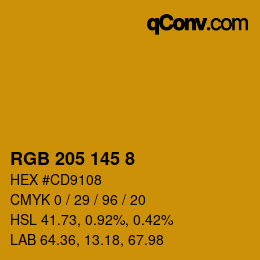 Color code: RGB 205 145 8 | qconv.com
