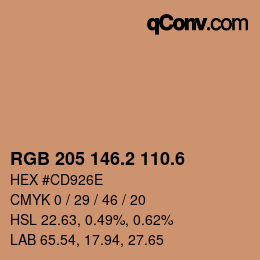 カラーコード: RGB 205 146.2 110.6 | qconv.com