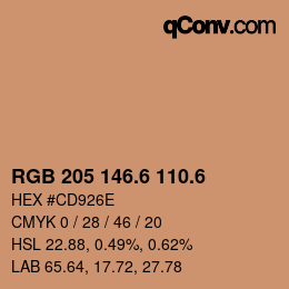 カラーコード: RGB 205 146.6 110.6 | qconv.com
