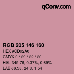 Color code: RGB 205 146 160 | qconv.com