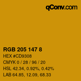 Color code: RGB 205 147 8 | qconv.com