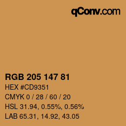 Código de color: RGB 205 147 81 | qconv.com