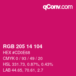Color code: RGB 205 14 104 | qconv.com