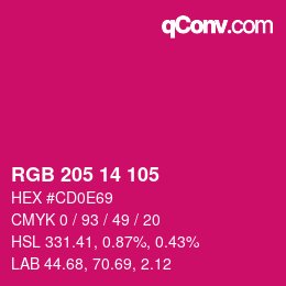 Color code: RGB 205 14 105 | qconv.com