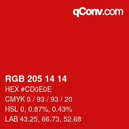 Color code: RGB 205 14 14 | qconv.com