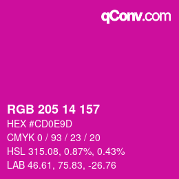 Color code: RGB 205 14 157 | qconv.com