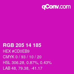 Color code: RGB 205 14 185 | qconv.com