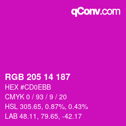 Color code: RGB 205 14 187 | qconv.com