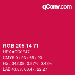 Color code: RGB 205 14 71 | qconv.com