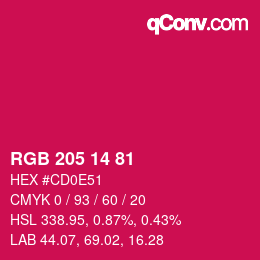 Color code: RGB 205 14 81 | qconv.com