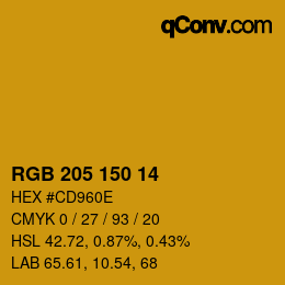 Color code: RGB 205 150 14 | qconv.com