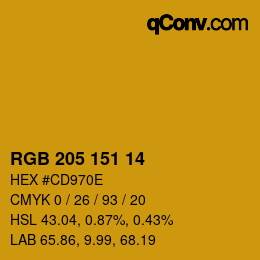 Color code: RGB 205 151 14 | qconv.com