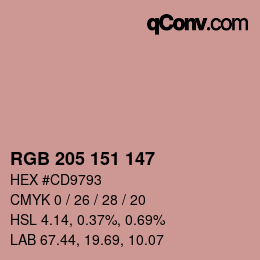 Color code: RGB 205 151 147 | qconv.com