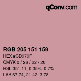 Color code: RGB 205 151 159 | qconv.com