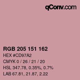 Color code: RGB 205 151 162 | qconv.com