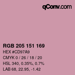 Color code: RGB 205 151 169 | qconv.com