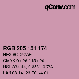Color code: RGB 205 151 174 | qconv.com