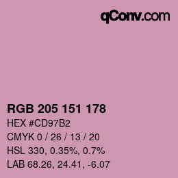 Color code: RGB 205 151 178 | qconv.com