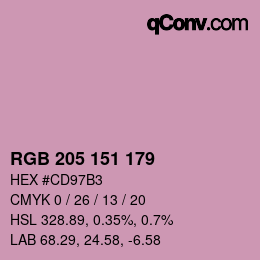 Color code: RGB 205 151 179 | qconv.com