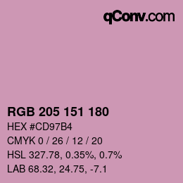 Color code: RGB 205 151 180 | qconv.com