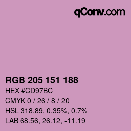 Color code: RGB 205 151 188 | qconv.com