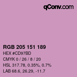 Color code: RGB 205 151 189 | qconv.com