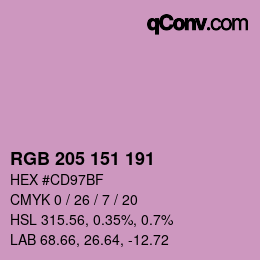 Color code: RGB 205 151 191 | qconv.com