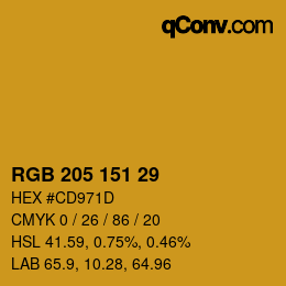 Color code: RGB 205 151 29 | qconv.com