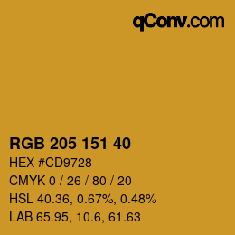 Farbcode: RGB 205 151 40 | qconv.com